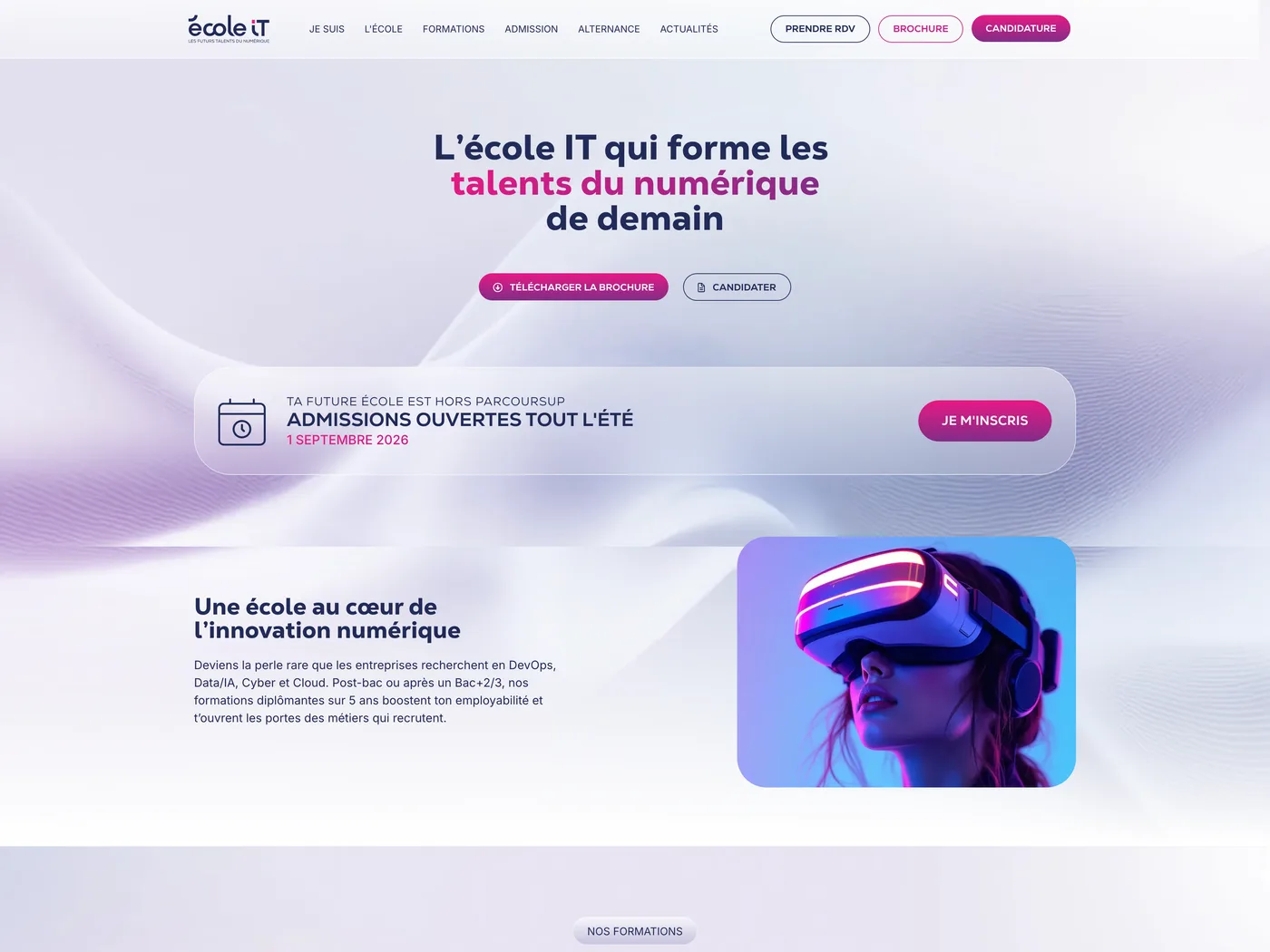 Web-design du site École IT