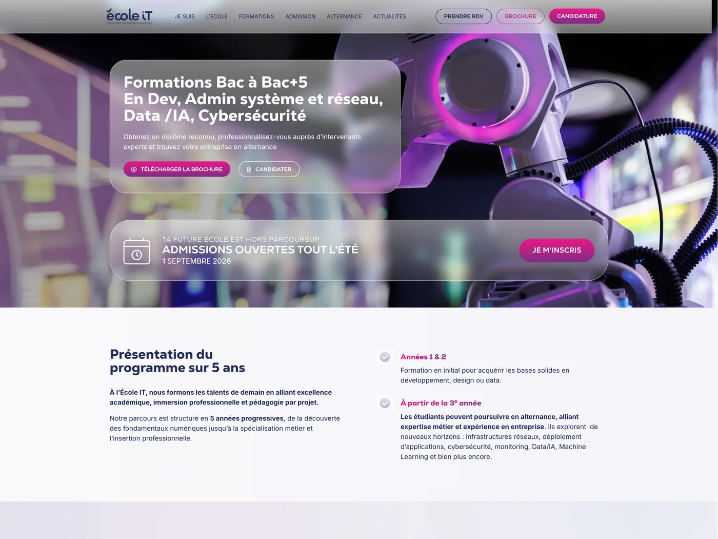 Web-design du site École IT