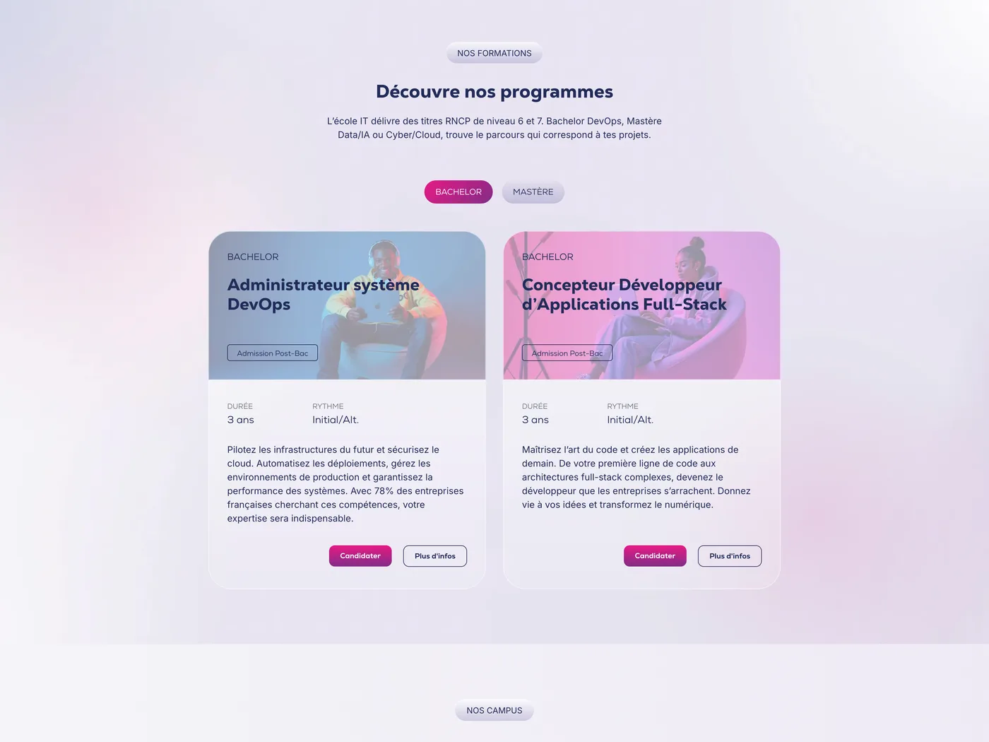 Web-design du site École IT