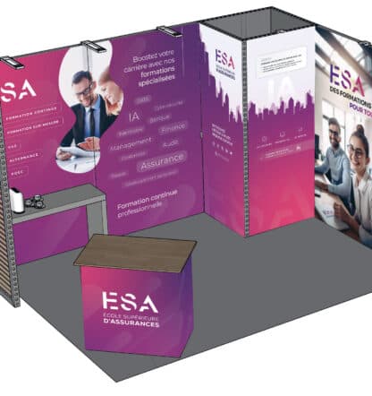Brochures alternance ESA et PLV habillage de stand étudiant